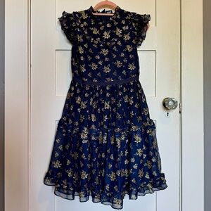 Janie and Jack Navy and Gold Floral Dress